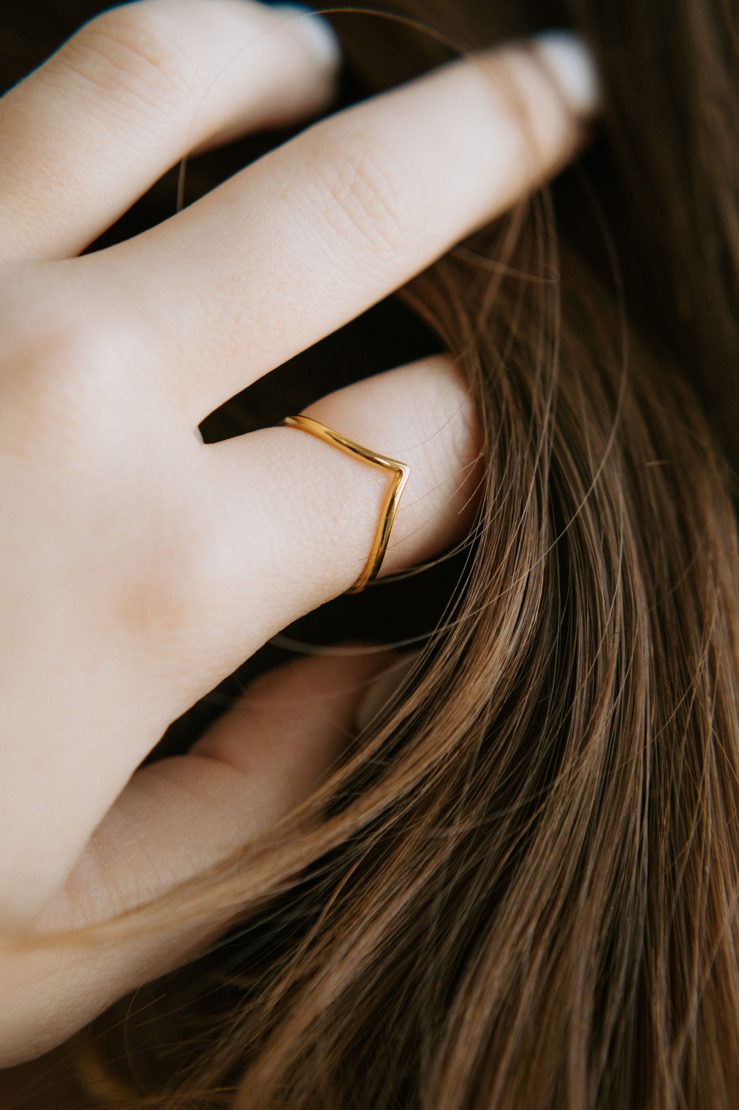 Golden Wishbone Ring