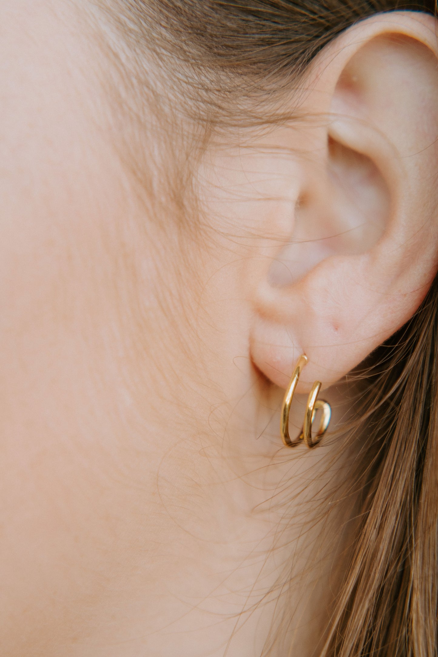 Double Hoops Stud Earrings