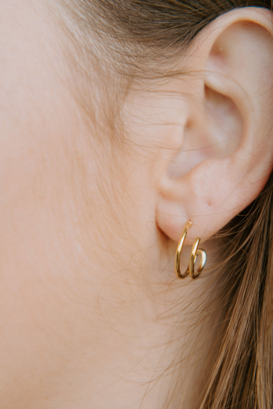 Double Hoops Stud Earrings