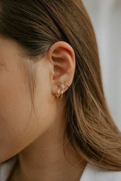 Double Hoops Stud Earrings